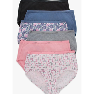 Hanes Women's Brief Panties Pack, Classic Cotton Brief Underwear, 6-pack (Retired, Colors May Vary), Size 10/3XL