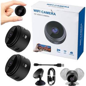 2026 New Magnetic Mini Security Camera 1080p Outdoor and Indoor Use Home Security Camera Night Vision Motion Detection (Black*2)