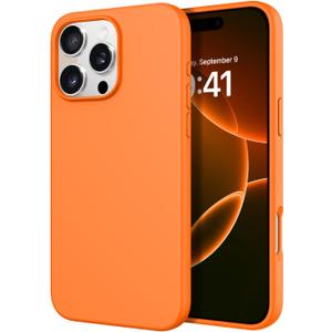 DOMAVER Case for iPhone 16 Pro 6.3'' Case Smooth Liquid Silicone Soft Gel Rubber Microfiber Lining Cushion Cover Shockproof Protective Phone Cases Compatible with iPhone 16 Pro-Orange