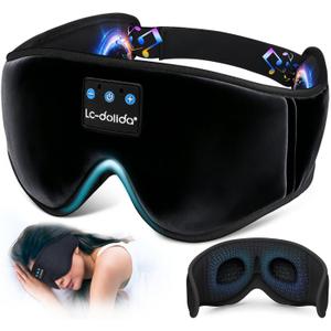 LC-dolida Sleep Headphones, 3D Sleep Mask Bluetooth Wireless Music Eye Mask, Sleeping Headphones for Side Sleepers Sleep Mask with Bluetooth Headphones Ultra-Thin Stereo Speakers Perfect for Sleeping