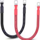 4 AWG Flexible Battery Cable with 3/8" Terminals - OFC Pure Copper Inverter & Welding Wire for Automotive Solar RV Motorcycle (Red + Black 1FT Pair)
