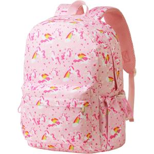 Vorspack Kids Backpack for Girls - 15 Inch Girls Backpack Ages 5-8, Cute Unicorn Bookbag School Bags for Elementary School - Pink