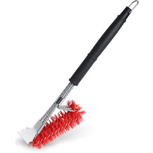 Nylon Grill Brush and Scraper, 18.7 Inch BBQ Cleaning Tool with No Wire Bristles, Heat-Resistant Safe Grill Brush for Outdoor Gas Charcoal Grills, Non-Scratch Grill Cleaner Accessories