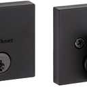 Kwikset Downtown Deadbolt Lock, Matte Black Square Exterior Keyed Front Entry Door, Pick Resistant SmartKey Rekey Security, Single Cylinder Dead Bolt, with Microban Protection