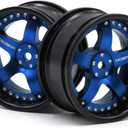 hobbysoul 2pcs RC 1/10 Aluminum Alloy Wheel Rims Hex 12mm Adjustable Offset Black & Blue Color Fit 1:10 RC On Road Drift Touring Car Tires