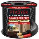 14 Gague Outdoor Speaker Wire 100 Feet - 2 Conductor Direct Burial Speaker Cables CL3 CL2 Rated, UV Resistant CCA Cable for Garden, Patio, Pool Audio Systems