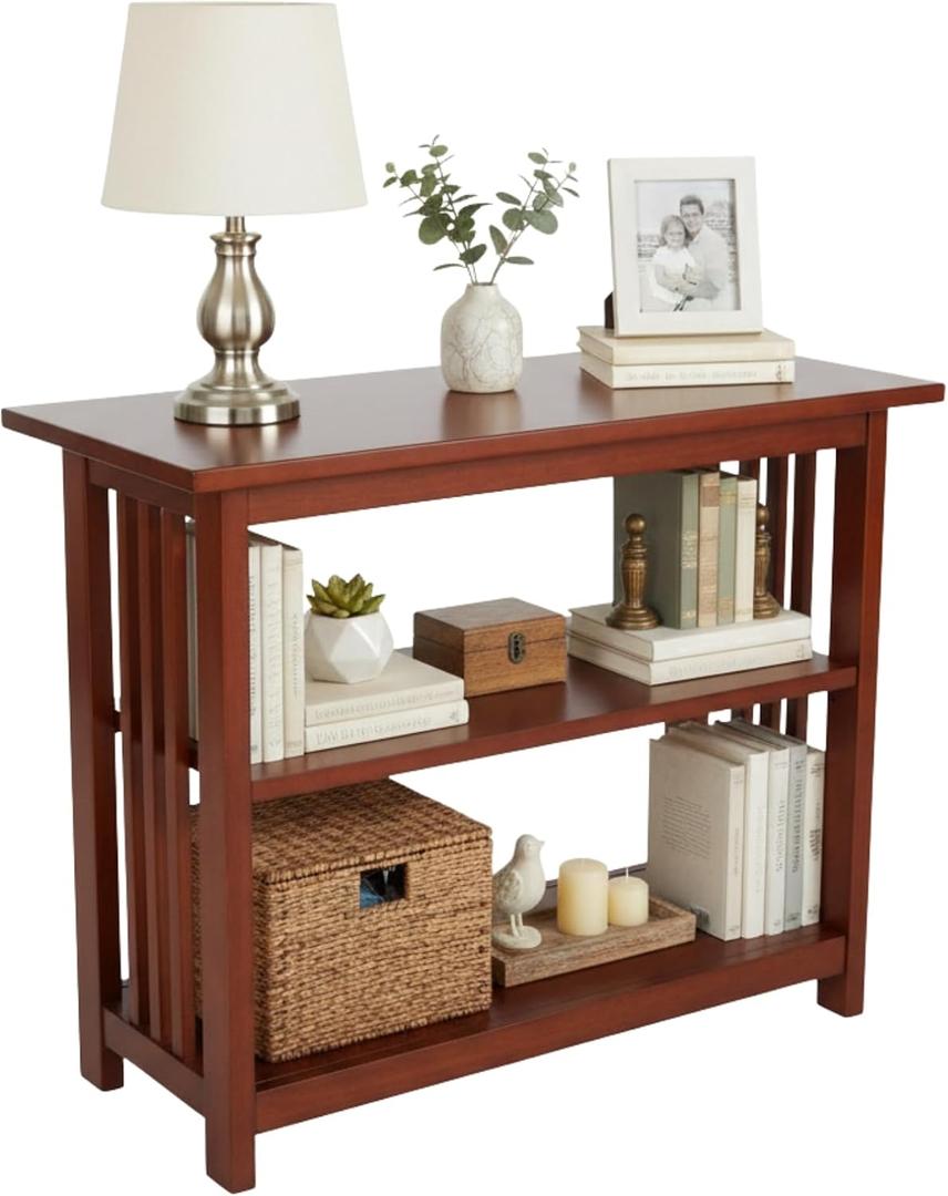 Alaterre Mission Bookcase with Adjustable Shelf, Cherry, 31”W x 24”H
3-Tier Space Saving Under Window Bookshelf with Adjustable Shelf and Vertical Slat Side Panels for Living Room or Office