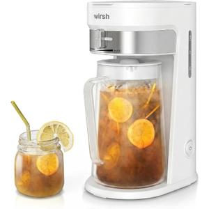 Wirsh Iced Tea & Coffee Maker with 3Qt Glass Pitcher,Strength Control,White