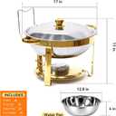 4-Pack Chafing Dish for Buffet Set, 6QT Round 304 Stainless Steel Complete Buffet Warmer Includes Lids, Water Pans, Folding Stands & Clips for Catering, Events, Parties,Gold