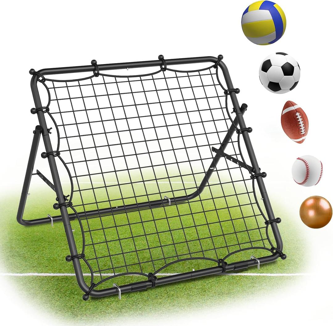 Volleyball Baseball Rebounder Net, Metal Frame & High-Tension PE Net, Lacrosse Bounce Back PracticeTraining Equipment, Adjustable Softball Pitchback Net, Perfect for Improving Balls Training Skills