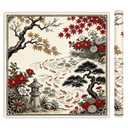 BNHJKFQZ Vintage Japanese Red Floral Mahjong Mat 31.5" x 31.5"