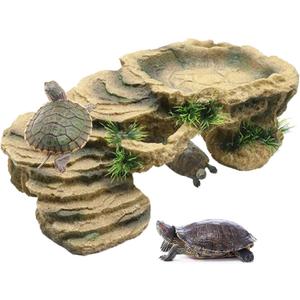 PINVNBY Turtle Basking Platform,Tortoise Resin Dock Resting Rock Reptile Habitat Ornament Hiding Cave Floating Ledge Aquarium Decoration for Bearded Dragons,Lizard,Newts,Frogs