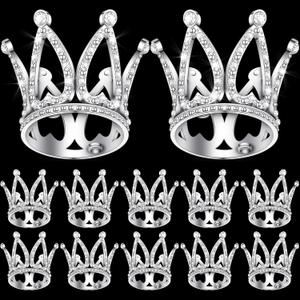 12 Pcs Crown Cake Topper Mini Baby Crown Tiny Queen Small Alloy Crystal Princess Headpiece Cake Decoration for Women Lady Girl Bridal Wedding Royal Themed Baby Shower Birthday Party(Silver)