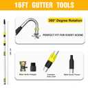 LAANPOLE Gutter Cleaning Tools from The Ground, 24FT Reach Rain Cleaner with Bendable Wand and Quick Connect Adapter for Garden Hose