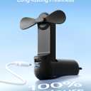 JISULIFE Handheld Mini Fan, 3 IN 1 USB Rechargeable Portable Fan [12-19 Working Hours] with Power Bank, Flashlight, Pocket Design for Travel/Summer/Concerts/Lash, Gifts for Women (Black)
