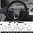 Microfiber Leather Universal 14.5-15 inch Steering Wheel Cover,Easy to Install Non-Slip Breathable Steering Wheel Protector Black
