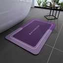 Bath Mat, Super Absorbent Non Slip Quick Dry Thin Rubber Mats for Bathroom Floor, Fit Under Door, Shower Rug for Bathtub, Shower, Purple (17"x27")