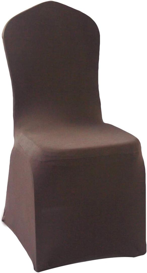 WELMATCH Chocolate Stretch Spandex Chair Covers - 12 pcs Wedding Party Dining Scuba Elastic Chair Covers (Chocolate, 12)