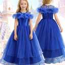 Girls Princess Dress with Crown Magic Wand Cape Princess Costumes for Party Cosplay3-9
