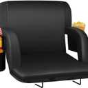 HOPERAN Stadium Seats for Bleachers with Back Support, Half-fold Portable Bleacher Chairs with Back and Cushion, 600D Waterproof Reclining Extra Wide Bleacher Seat for Outdoor Sports (23", Black 1pc)