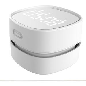 ODISTAR Counter Vacuum Cleaner,Mini Table dust Sweeper Energy with Digital Timer,Endurance up to 400 mins,360 Rotatable for Cleaning Rubber shavings,Crumbs Keyboard of Gifts for Kids(White)