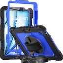 Herize Case for iPad Air 11 Inch M3/M2 with Screen Protector | Case for iPad Air 7th/6th Generation 11 Inch 2025/2024 | Shockproof Protection Cover W/Pen Holder Kickstand Hand Grip Shoulder Strap (Blue)