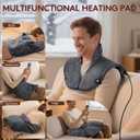 Far Infrared Heating Pad for Neck and Shoulders and Back - 6X Deeper Pain Relief, Graphene 30s Fast Heat, 8 Heat Setting, 16 Timer, Automatic Memory, Weighted Heating Pads Gift for Women&Men (Grey)