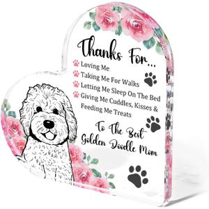 Gifts for Women Golden Doodle Rose Thank You Dog Mom Gifts for Women Acrylic Heart Home Table Shelf Decor Appreciation Gifts for Mothers Day Christmas Birthday