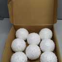 BBTO 8 Pcs Christmas Tree Ball Ornaments Glitter Sequin Foam Ornaments Hanging Decorations for Xmas Wedding Party Holiday Decor(White,4 Inch)