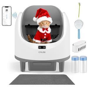 Automatic Litter Box, [Safe Anti-Pinch] CAUSII Large Capacity Self-Cleaning Cat Litter Box for Multiple Cats, App Control, Quiet & Odor-Free,for 3.5-24.2LB, with 30PCS Garbage Bags,Litter Mat, missing parts