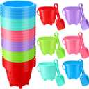 Thyle 24 Pack 5.7'' Sand Buckets and Shovels Bulk for Kids Plastic Beach Buckets Pail and Shovels Beach Castle Mold Sand Toys for Summer Pool Party Favor Supplies, 6 Assorted Colors