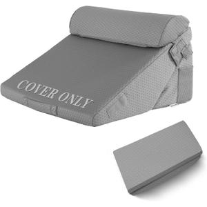 Bedluxe Wedge Pillow Set Cover for 3PCS, Adjustable Bed Wedge Pillow Case with Side Pocket, Removable&Machine Washable Wedge Pillowcase with Zipper, 22"x22"x12", Grey(Pillow NOT Include)