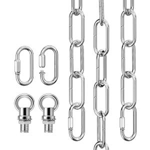 garini 12 Feet Silver Light Fixture Chain, Adjustable Metal Pendant Chandelier Chain Extension with Detachable Link, Maximum Load is 66 Pounds
