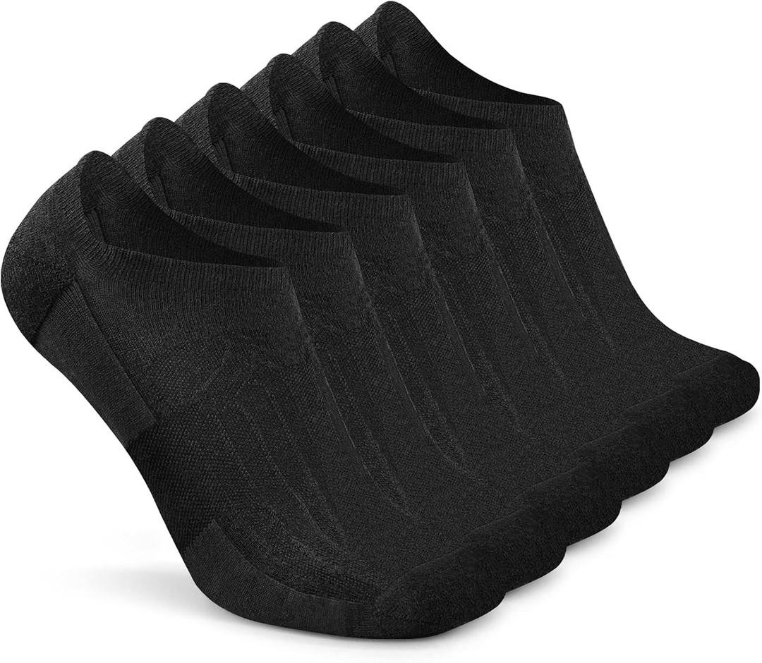 Busy Socks No Show Merino Wool Athletic Running Socks for Men Women,Low Cut Thin Soft Sport Wool Socks with Non-Slip Grips (Small-Medium, 6 Pairs Black1)