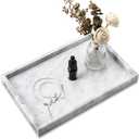 Real Natural Marble Tray for Bathroom, Vanity, Kitchen and Desktop, Rectangle Genuine Marble Stone Tray for Jewelry, Cosmetics, Candles, Lotion, Perfume and Home Decor (12" x 8" x 1.2", White)