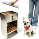 Dog Food Feeder for Kibble - Stainless Steel - Automatic Dog Feeder Large Breed 25LBs Outdoor Gravity Self Feeding for Medium, Large Dog Breeds, Pre-Installed Nuts for Easy Assembly