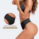 SAYCELI High Waisted Thongs for Women - 8 Pack Seamless Wide Band Panties Ladies Cheeky Soft Stretchy Underwear High Rise (Black, XL)