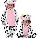 Spooktacular Creations Halloween Baby Cow Costume, Toddler Unisex Cow Jumpsuit, Hooded Romper Plush for Toddler Animal Dress Up