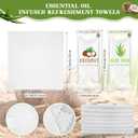 Timgle 50 Pcs Moist Towelettes Individually Wrapped Scented Disposable Face Towels Essential Oil Infused Moist Terry Cotton Towel for Use Hot or Cold Travel Body Spa (Aloe Vera, Coconut)