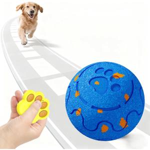 Interactive Dog Ball, Moving, Bouncing and Rotating, Silent Foam Material, IP54 Waterproof Rating, Smart Active Rolling, Stimulation Toys for Medium and to Keep Them Busy (Blue Remote control)