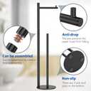Toilet Paper Holder Stand, Bathroom Toilet Paper Roll Holder Stand with Reserve, Standing Toilet Paper Holder with Storage, Toilet Paper Roll Holder for 4 Rolls, Black