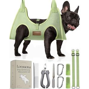 Loesuona Dog Grooming Hammock – for Dogs Cat Grooming Hammock,Dog Sling for Nail Trimming with Dog Nail Clippers for Small Dogs,Dog Hammock for Nail Trim,Dog Hanging Harness for Nail Trimming, Size M