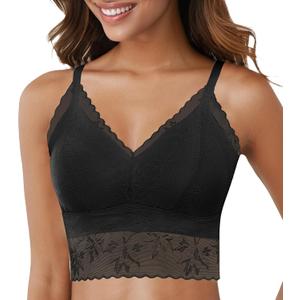 Lace Bralettes for Women Comfortable Slik Padded Seamless Wireless Bras (Black, XL)