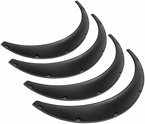 BLACKHORSE-RACING 4PCS Universal Fender Flares 2"/50mm Wide Body Kit Wheel Arches Durable PU