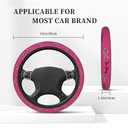 5 x Be Strong Be Fearless Steering Wheel Cover for Women Men, Pink Ribbon Breast Cancer Survivor Awareness Neoprene Steering Wheel Protector Case Soft Elastic Universal Auto Car Accessories Decor 15 Inch