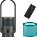 ULTTY Bladeless Tower Fan and Air Purifier in one, 90 Oscillating Bladeless Fan with Remote, Touch, 8H Timer, Floor Fans for Bedroom Whole Room Home Office R021, Black (Medium)