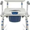 Loyoda FSA/HSA Eligible Padded Bedside Commode for Seniors, Portable Commode Toilet with Duty Drop Arms & Removable Bucket 6.3QT, 400 Lbs Potty Chair for Adults, Grey