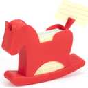 Li&Zhao Wobble Horse Sticky Note Holder Silicone Label Holder Stand, 2026 Year of the Horse Good Luck Stable Rocking Horse Design for Tabletop Organizer, Office Desk Accessory, Home Decoration(Red)