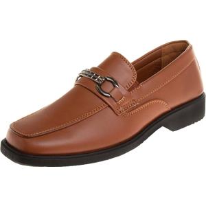 Josmo Boys Dress Shoes  Slip-On Comfort Uniform Oxford Loafer with Buckle Black and Brown (Big Kid/Little Kid) (Size 13-6) (10 Toddler, Tan)