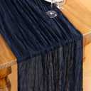 DeZerlor Navy Blue Cheesecloth Table Runner 4 Pack Summer Table Runners Boho Gauze 120 Inches Cheese Cloth Table Decor for Wedding Bridal Baby Shower Parties